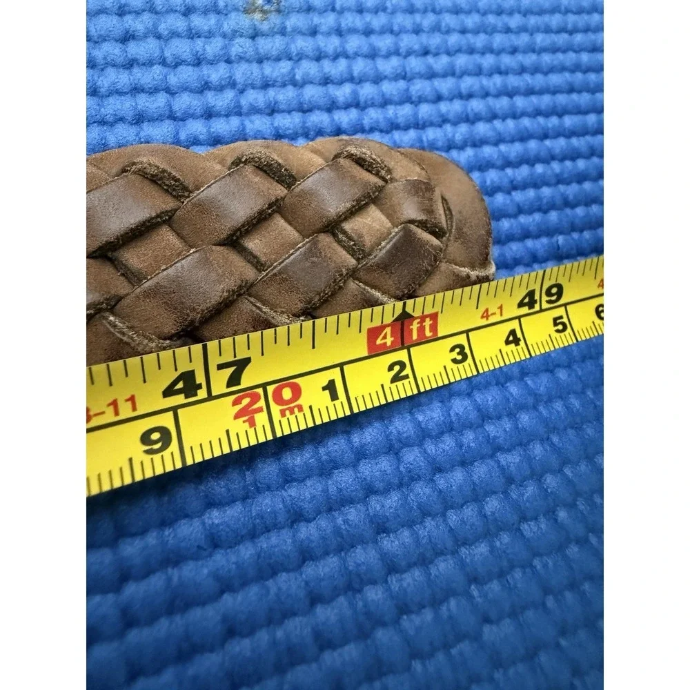 Women's Brown Genuine Leather Braided Belt Size 38/90 Adjustable Buckle